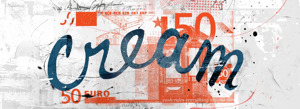 C.R.E.A.M., 2014 (Collage på lærred) af Teis Albers