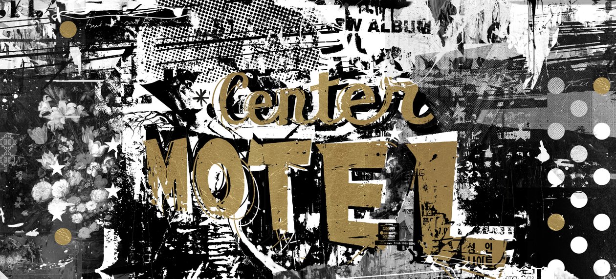 Center Motel, 2015 (kollaasi kankaalle) af Teis Albers