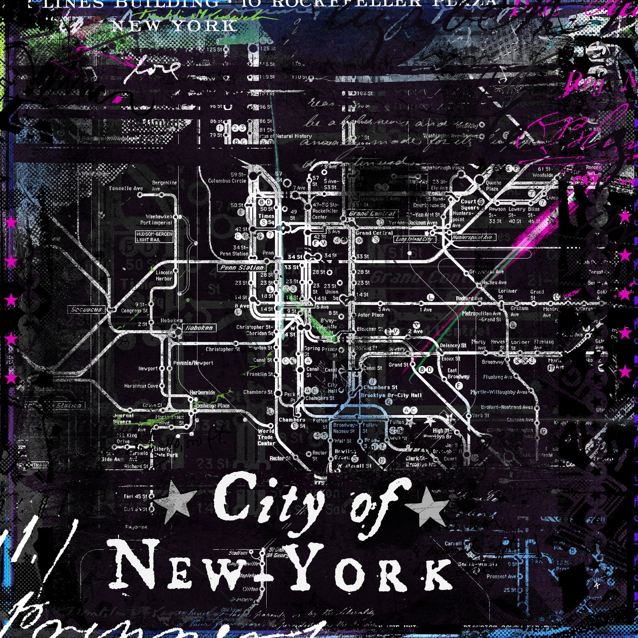 City of new york, 2014 (blandet medier på lærred) af Teis Albers