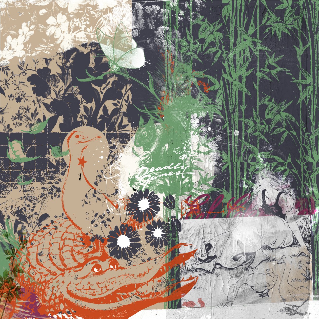 Deadly Games, 2017 (Collage på lærred) af Teis Albers