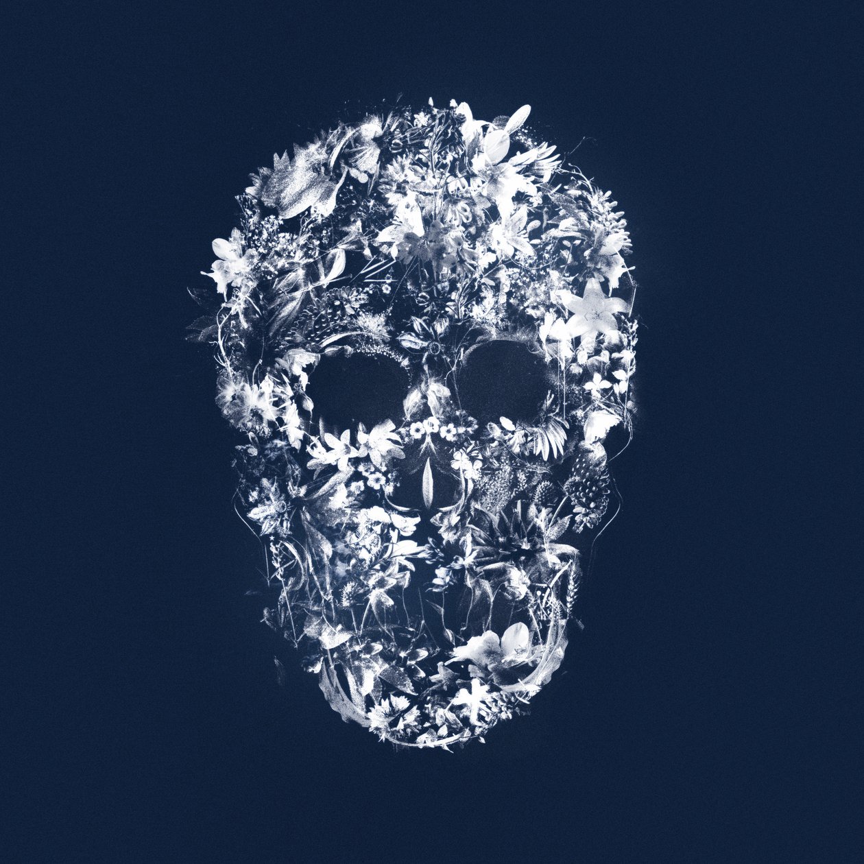 FloralSkull, 2018 (blandet medier på lærred) af Teis Albers