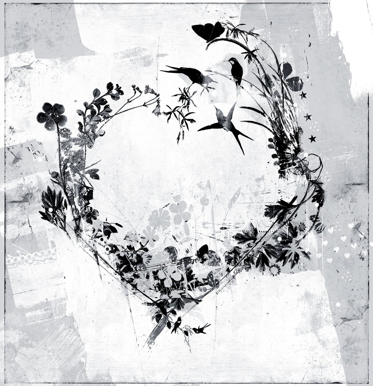 Flower Heart, 2015 (blandet medier på lærred) af Teis Albers