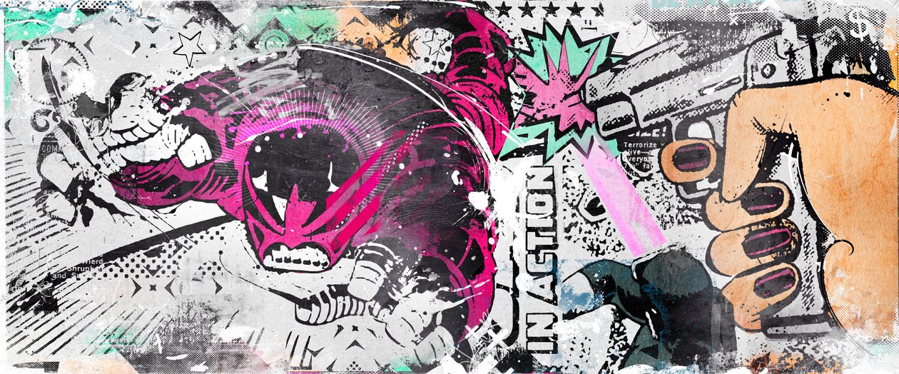 In Action, 2015 (Collage på lærred) af Teis Albers