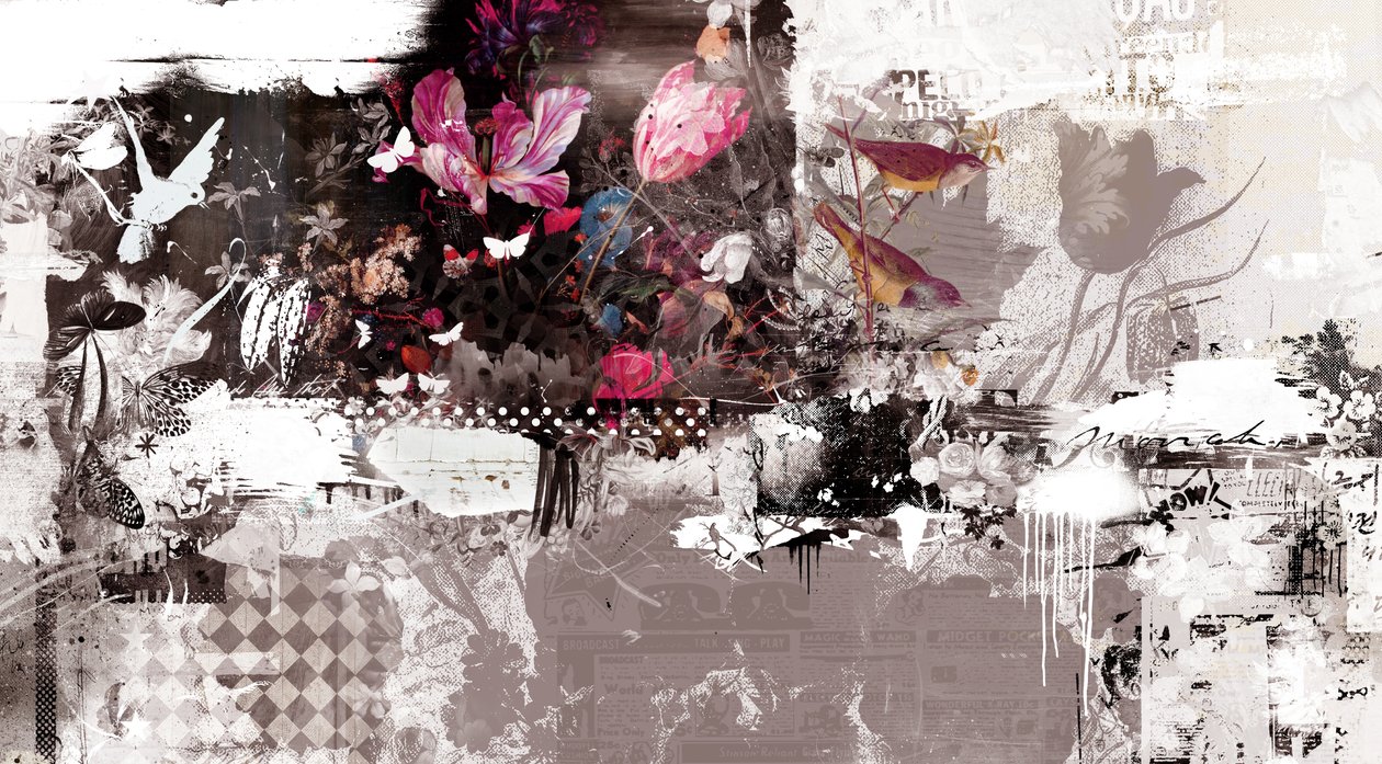 Love Birds III, 2014 (Collage på lærred) af Teis Albers