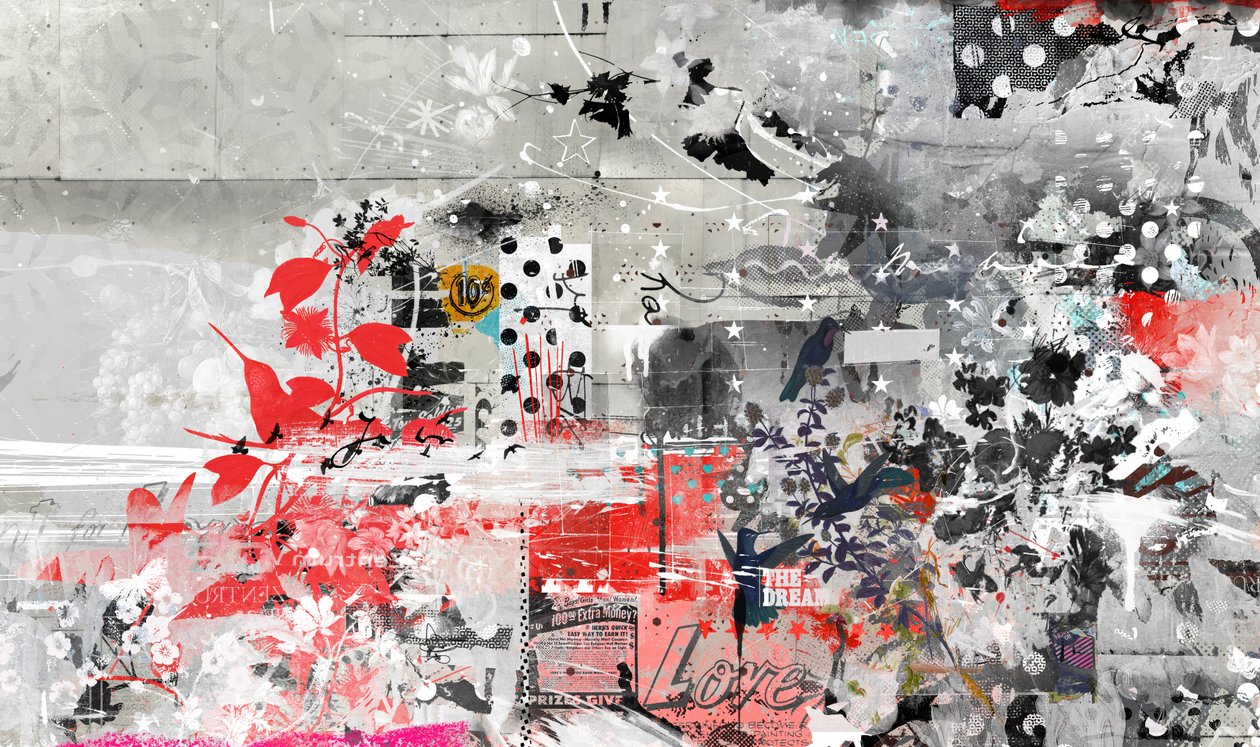 Kærlighedscollage, 2016 (Collage på lærred) af Teis Albers