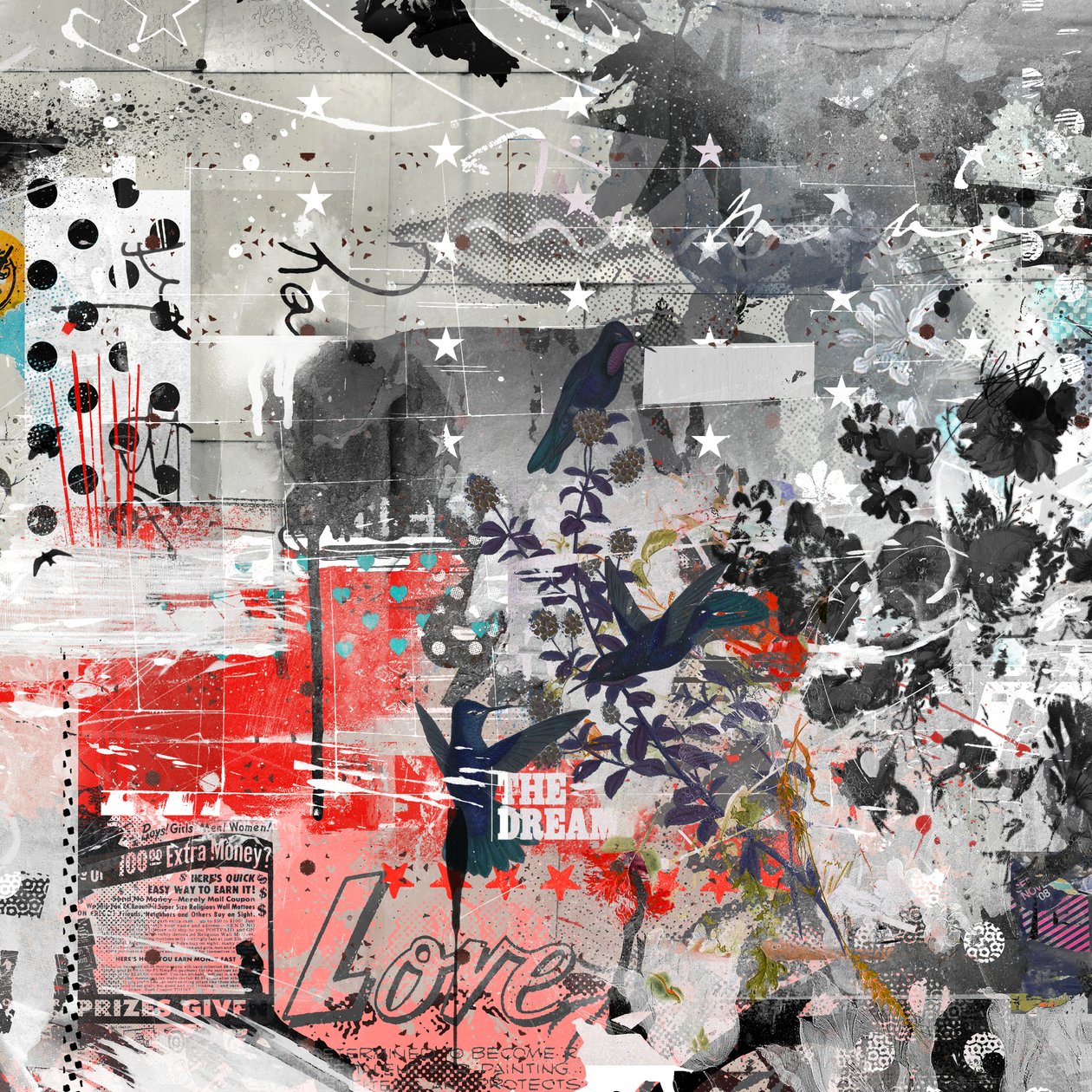 Love the dream, 2015 (blandet medier på lærred) af Teis Albers