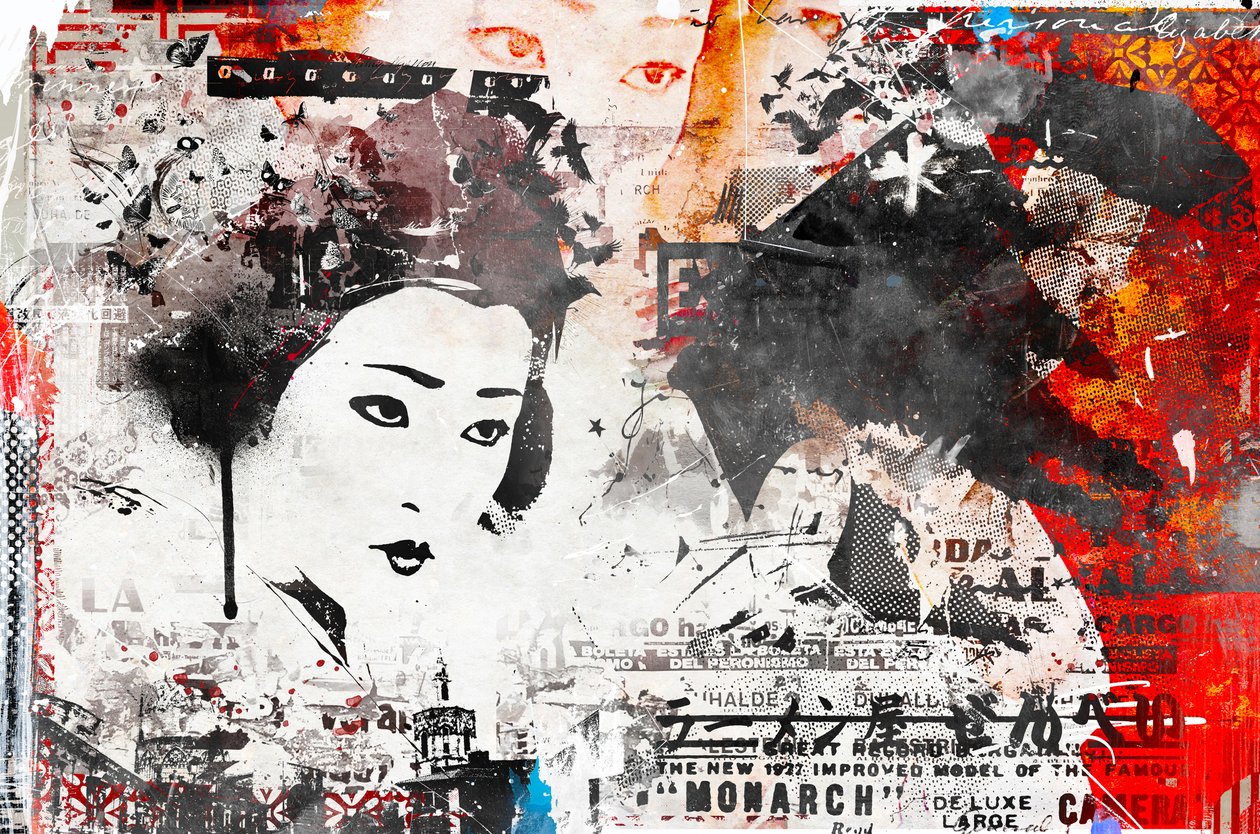 Modern Geisha, 2014 (blandet medier på lærred) af Teis Albers