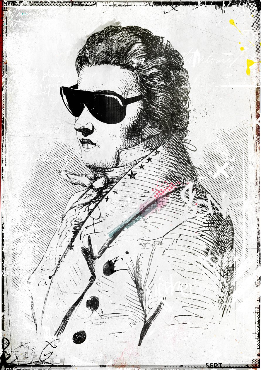 Mr Sunglasses II, 2016 (Collage på lærred) af Teis Albers