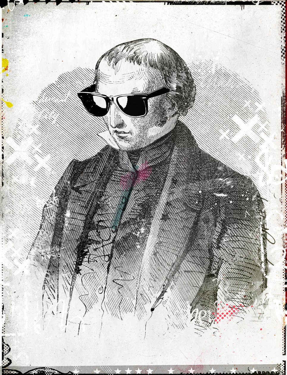 Mr. solbriller, 2015 (Collage på lærred) af Teis Albers