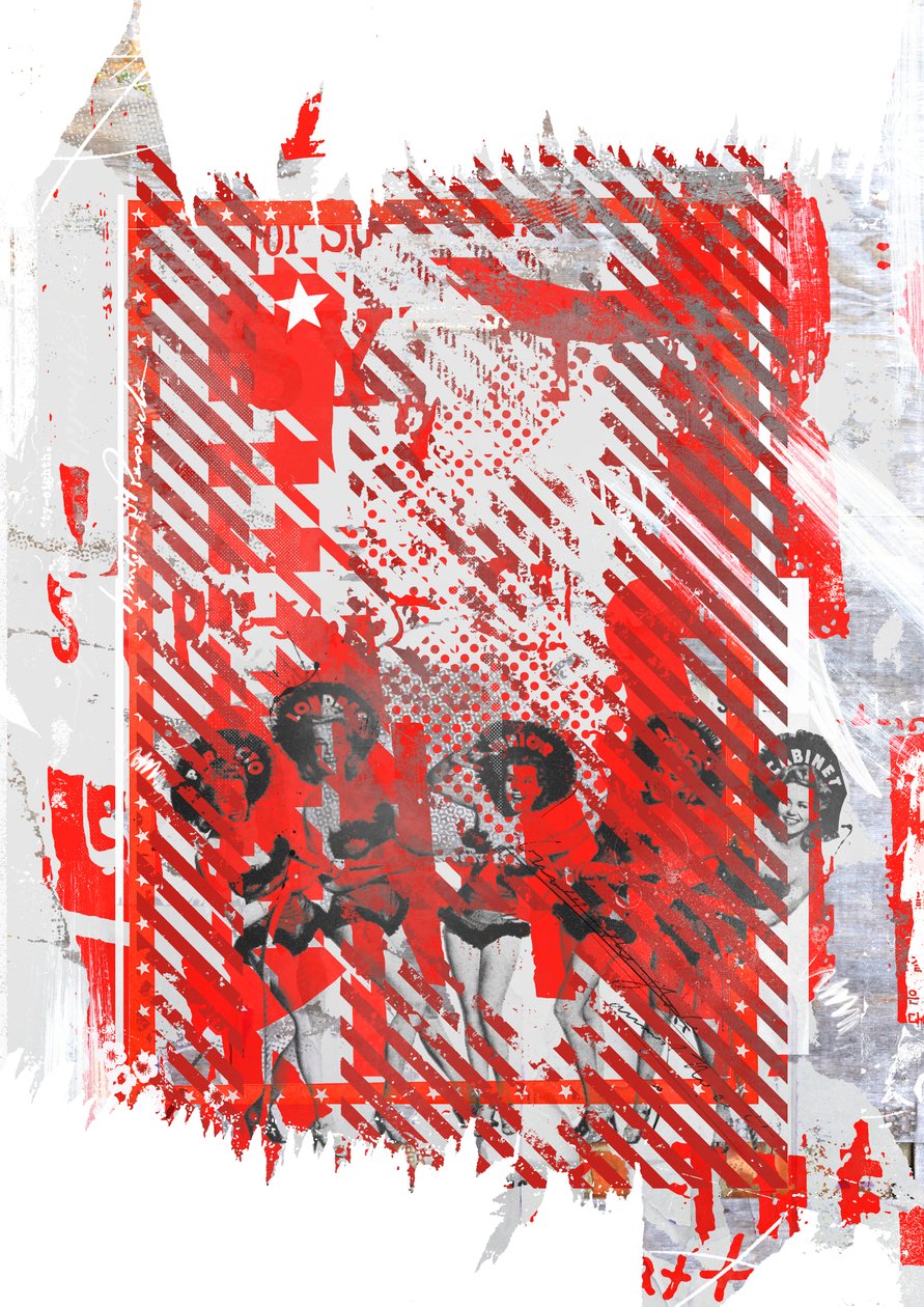 Tracy og hendes venner, 2015 (Collage på lærred) af Teis Albers
