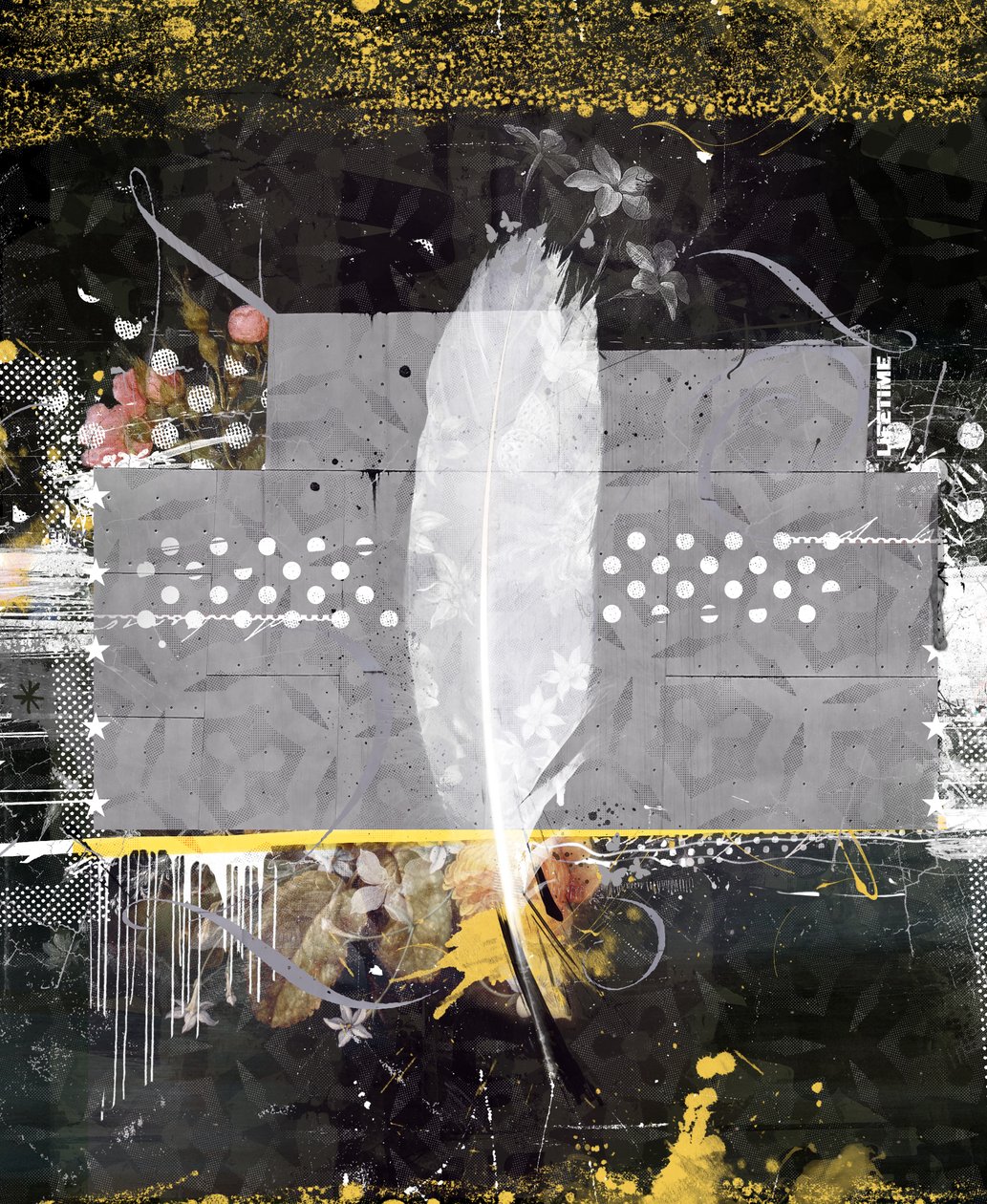 feather, 2014 (blandet medier på lærred) af Teis Albers