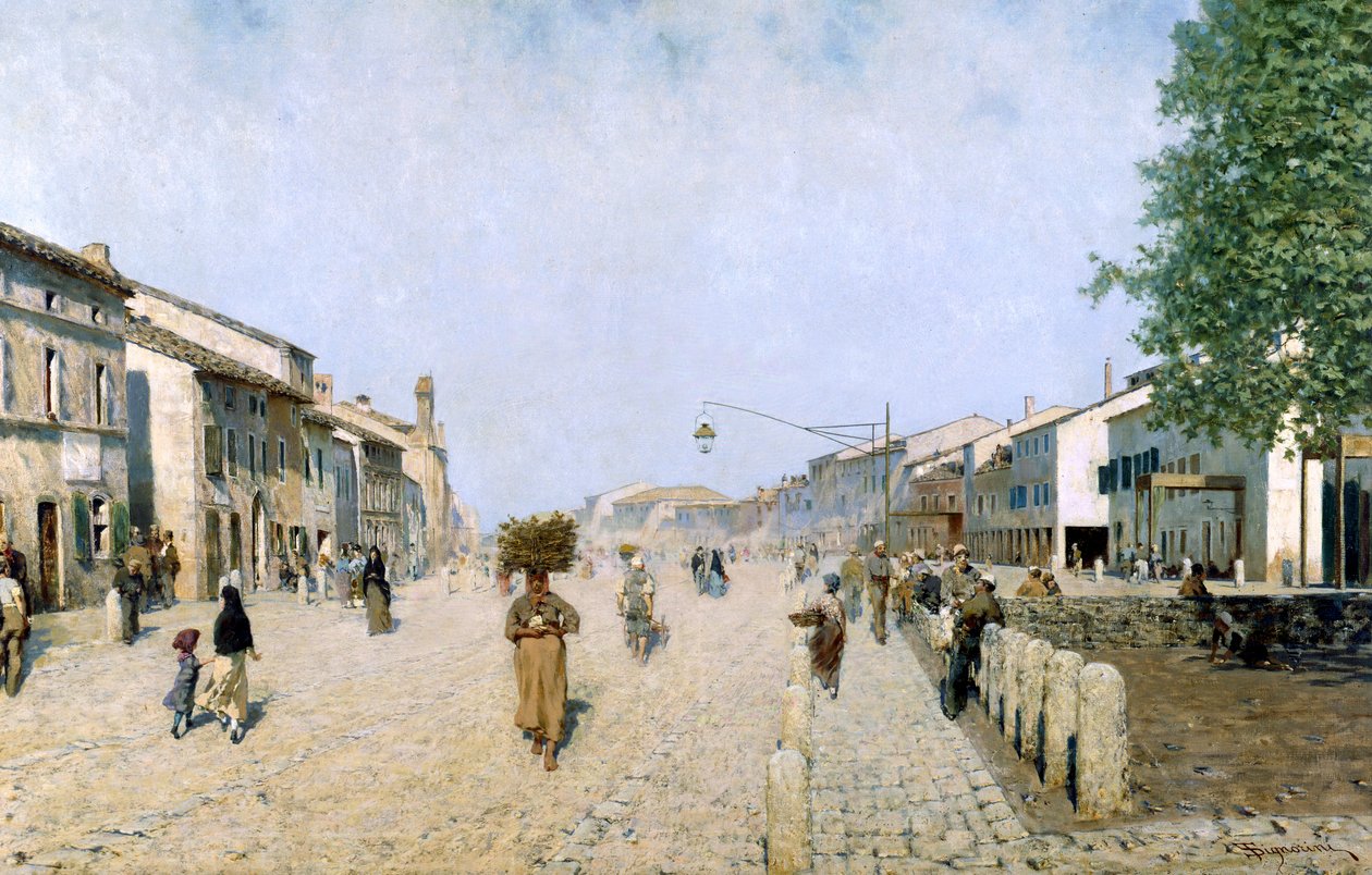 En gade i Ravenna, 1874 af Telemaco Signorini