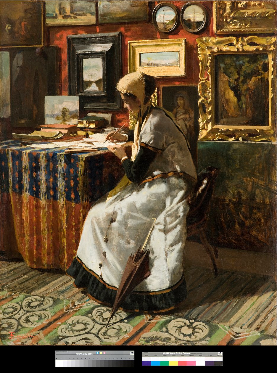 Kan ikke vente eller brevet Maleri af Telemaco Signorini (1835-1901) 1867 Privat samling af Telemaco Signorini