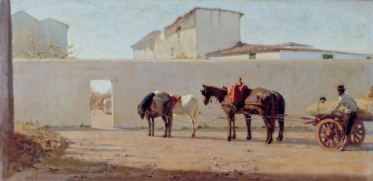 En forårsmorgen. Den hvide mur, ca. 1867 (olie på lærred) af Telemaco Signorini