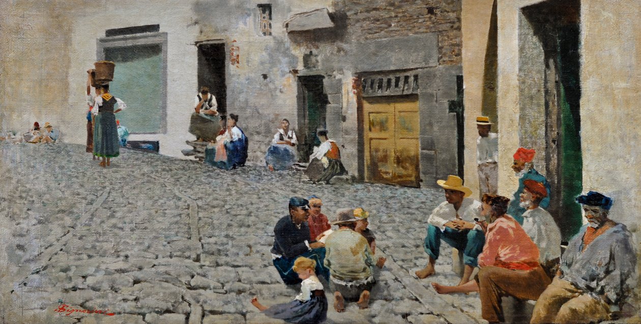 Sømænd i Riomaggiore, ca. 1892-93 (olie på lærred) af Telemaco Signorini