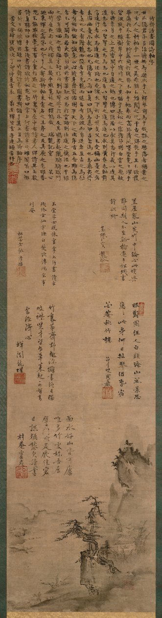 Landskab (Papirbog blækmaleri Tansai Sansuizu, shihon bokuga tansai sansuizu) af Tenshō Shūbun