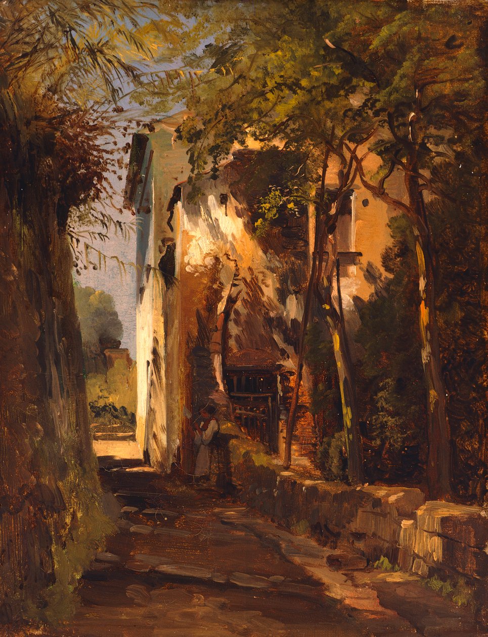En landevej i Sorrento (olie på lærred) af Teodoro Duclere