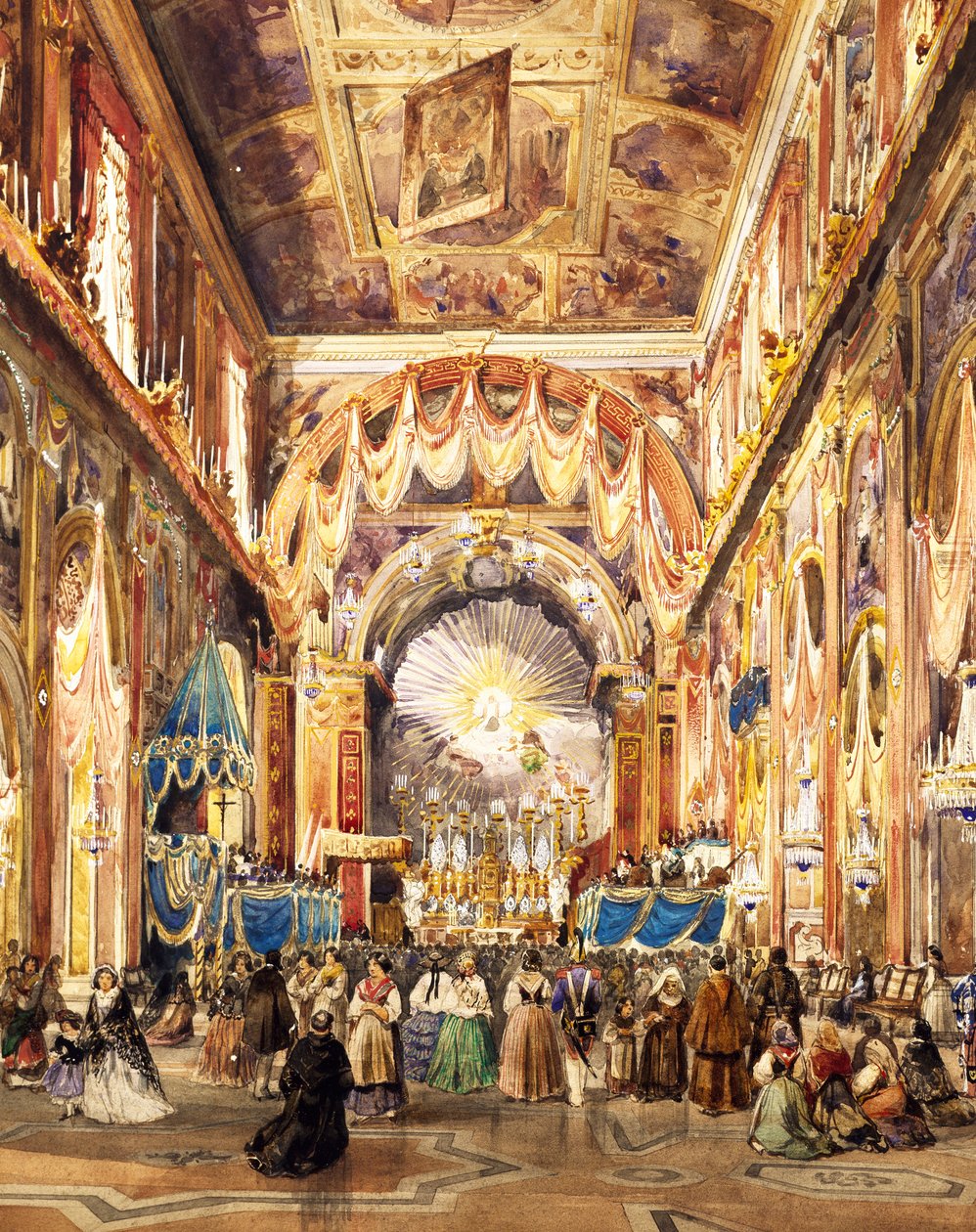 Interiør af St. Paolo Maggiore-kirken i Napoli af Teodoro Duclere