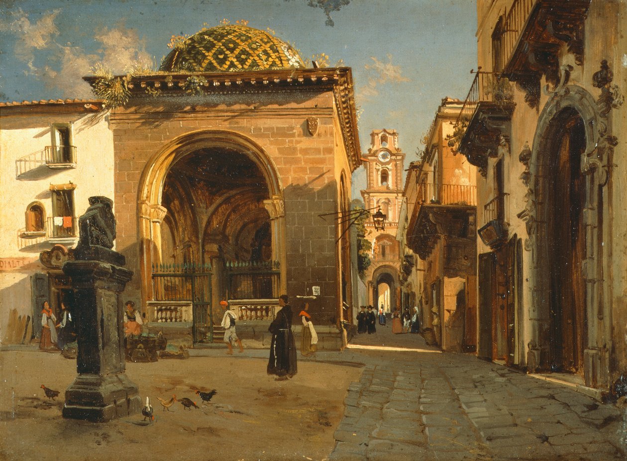 Sedil Dominova Loggia i Sorrento, af Teodoro Duclere, olie på lærred af Teodoro Duclere