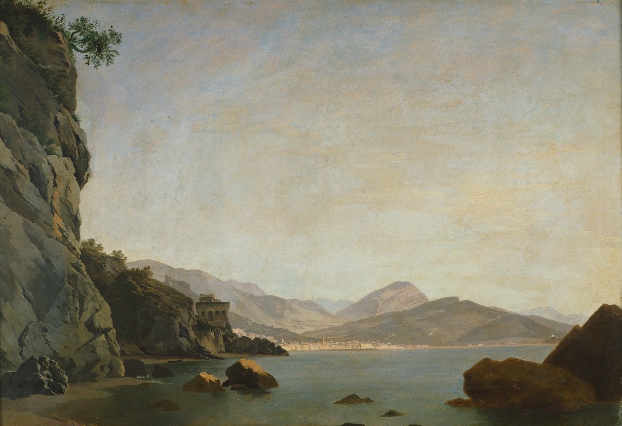 Udsigt over Salerno-bugten (olie på lærred) af Teodoro Duclere
