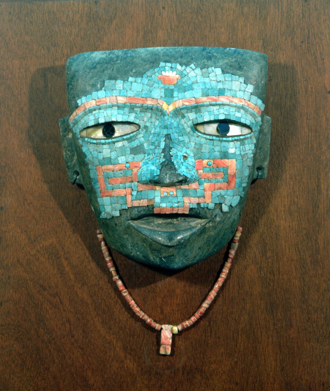 Antropomorf maske (sten, turkis, obsidian og skal) (157743) af Teotihuacan