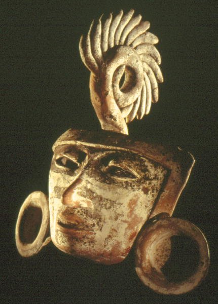 Maske (ler og polykrom) af Teotihuacan