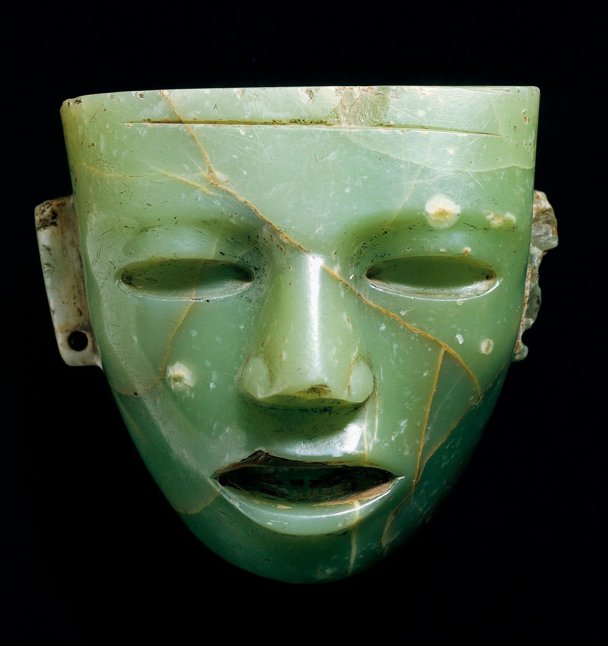 Jade maske. Art Teotihuacan fra Mexico, omkring 250-600. Glyptic Inv. Gem 1921, nr. 824. Museo degli Argenti, Palazzo Pitti, Firenze af Teotihuacan Teotihuacan