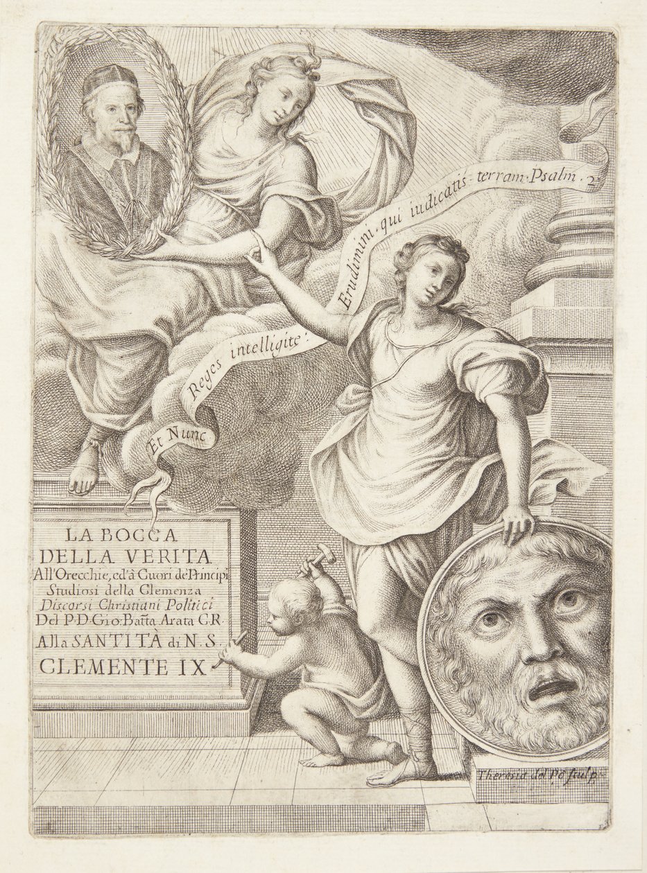 La Bocca della Verita. Titelvignet med portræt af pave Clemens IX af Teresa del Pò