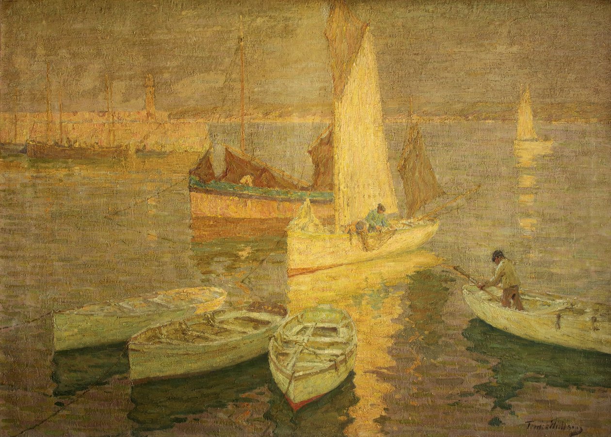 Sunset Glow, St Ives, ca. 1925 (olie på lærred) af Terrick Williams