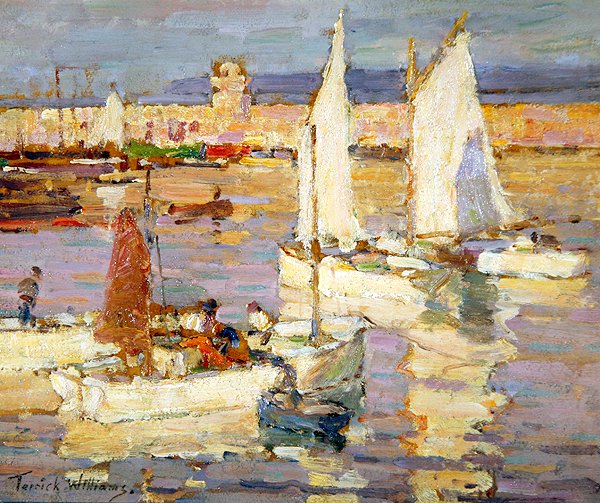 Havnen, Mevagissey, Cornwall (olie om bord) af Terrick Williams