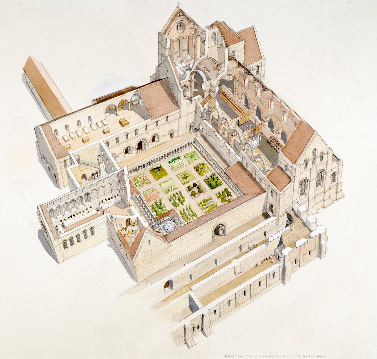 Buildwas Abbey, 12. århundrede, c1990-2010 af Terry Ball