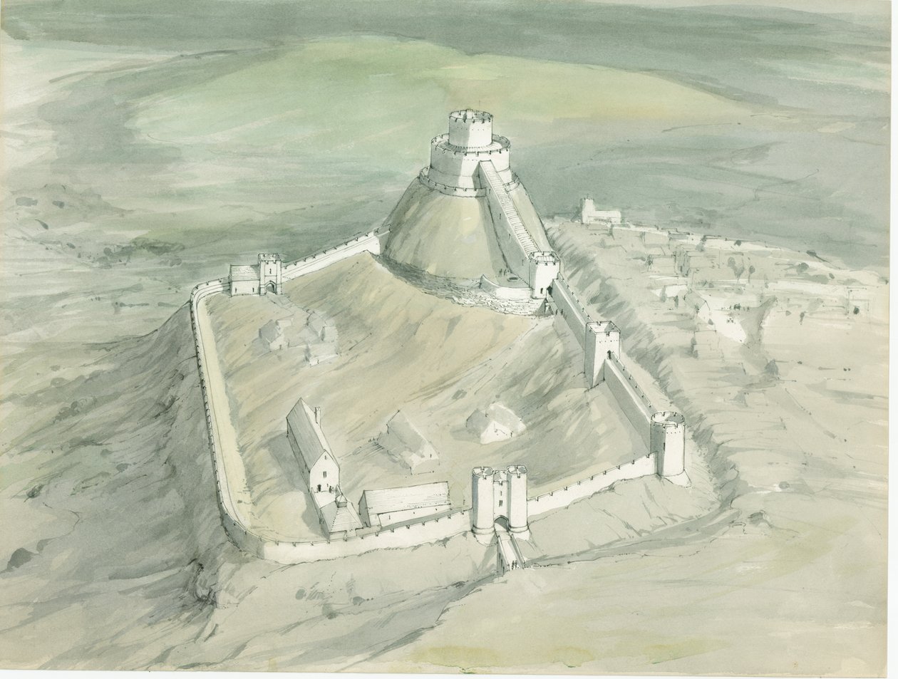 Launceston Castle, Weston Road, Launceston, Cornwall, 1980-1989. af Terry Ball
