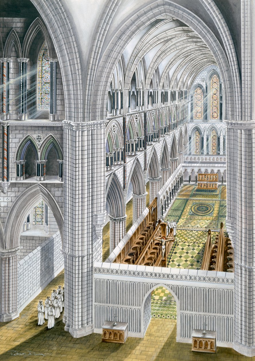 Rievaulx Abbey, begyndelsen af det 13. århundrede, c1990-2010 af Terry Ball