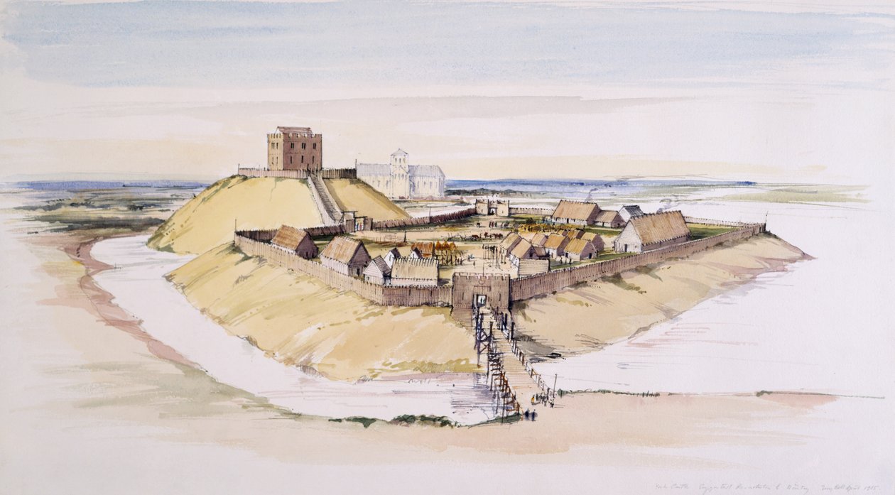 York Castle, som det kunne have set ud kort efter byggeriet, med Minster efter, 1985 af Terry Ball