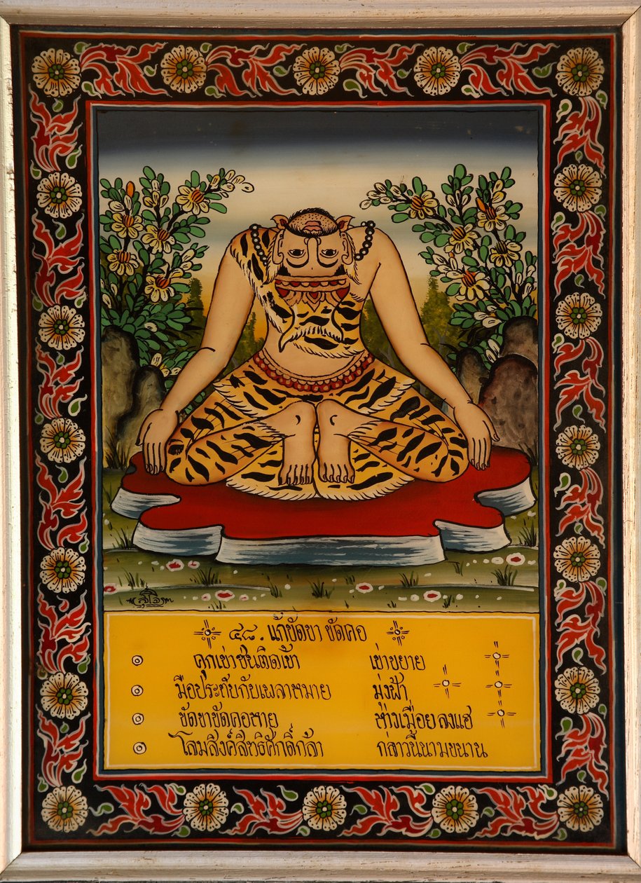 Folkemaleri med en rishi, en eremit, der udøver yoga af Thai