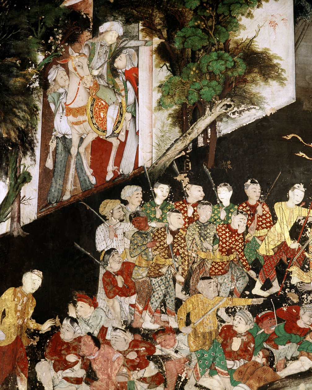 Lejesoldater fra Army of the 101 Kingdoms, detalje af Mahosadha Jataka (vægmaleri) af Thai School