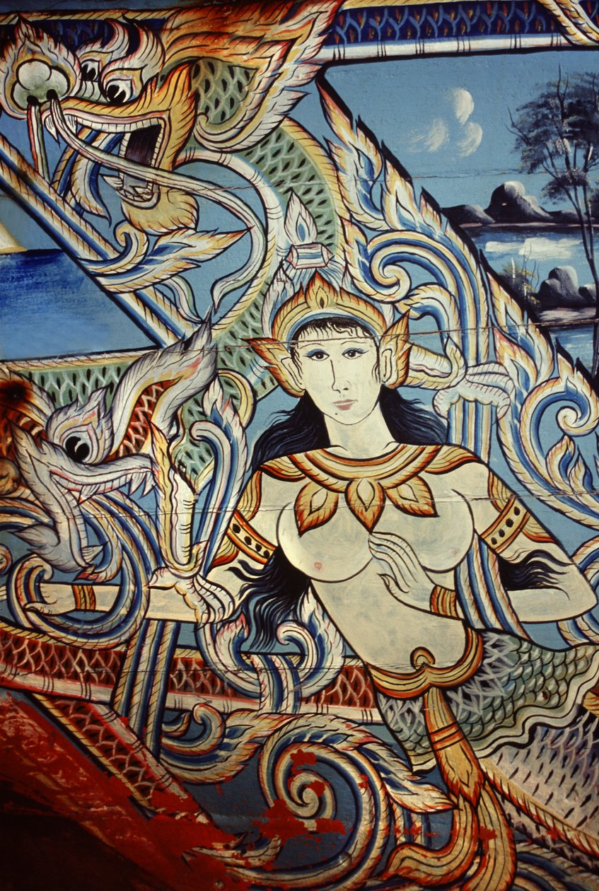 En dekoreret båd i det sydlige Thailand (malet træ) af Thai School