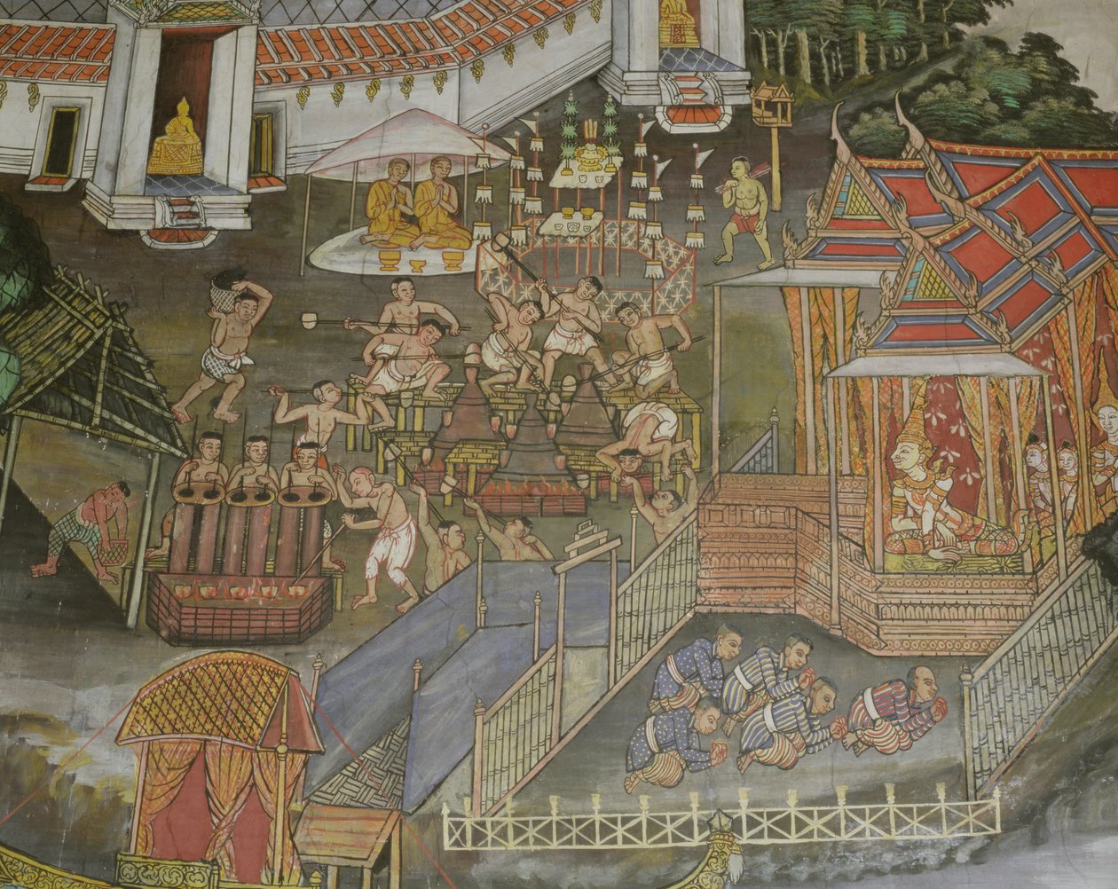 Udsnit af byen Phitsanulok, Wat Bowonniwet Vihara, Bangkok af Thai School
