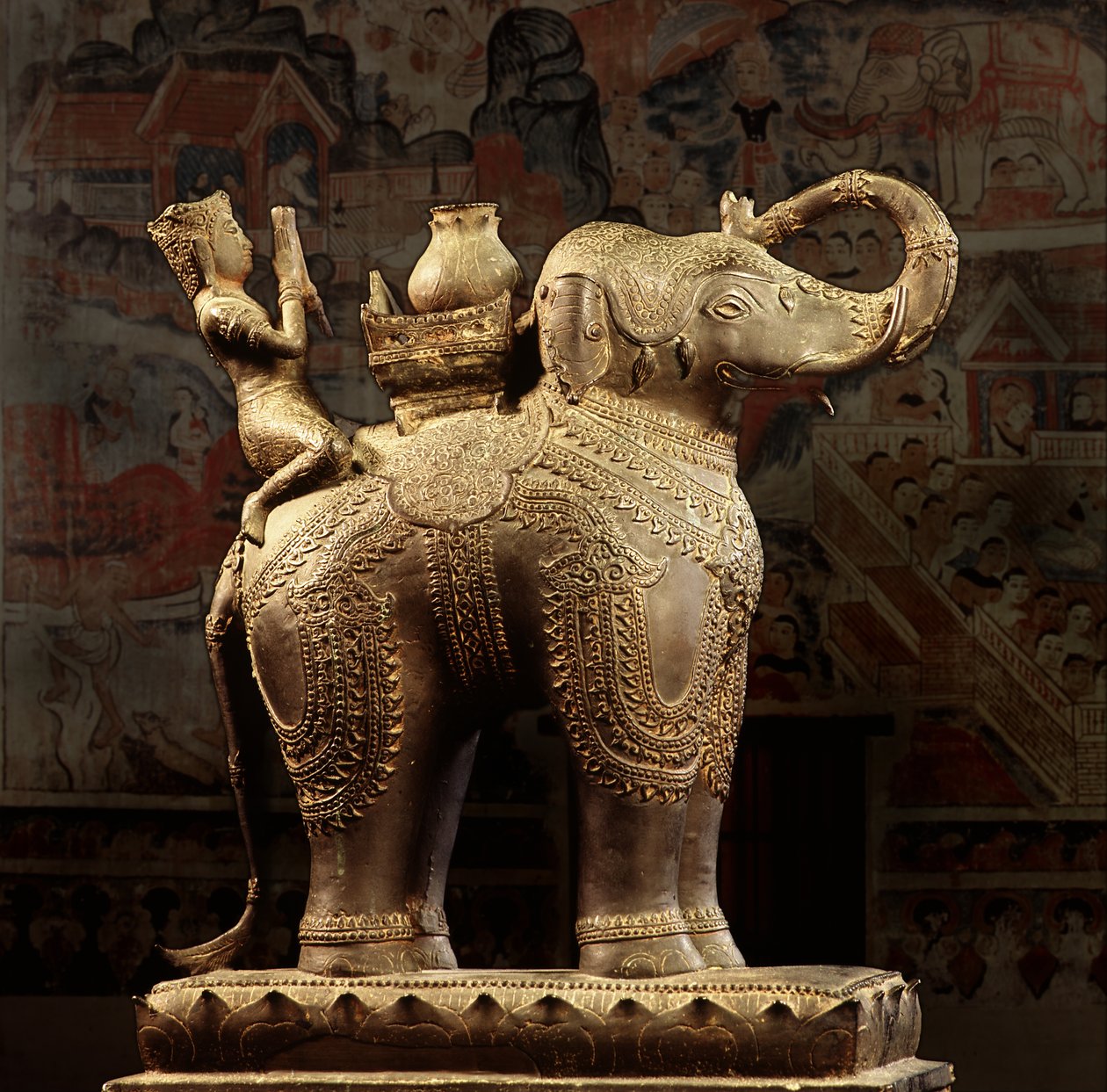 Lanna bronze elefant af Thai School