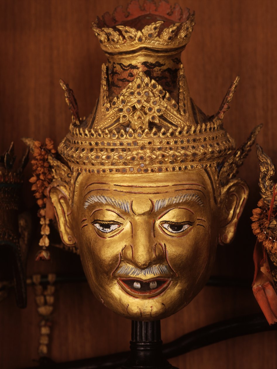 Maske af en Reshi, eller eremit, til Khon-teater (metal) af Thai School