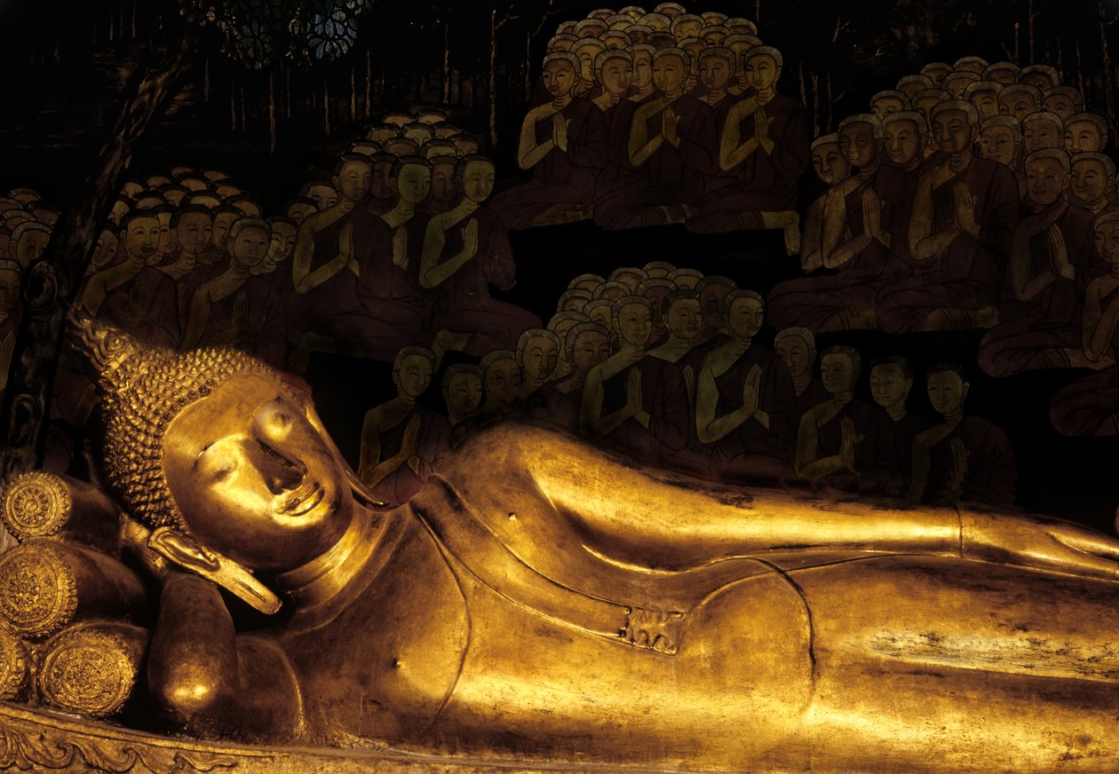Parinirvana of Buddha (bronze) af Thai School
