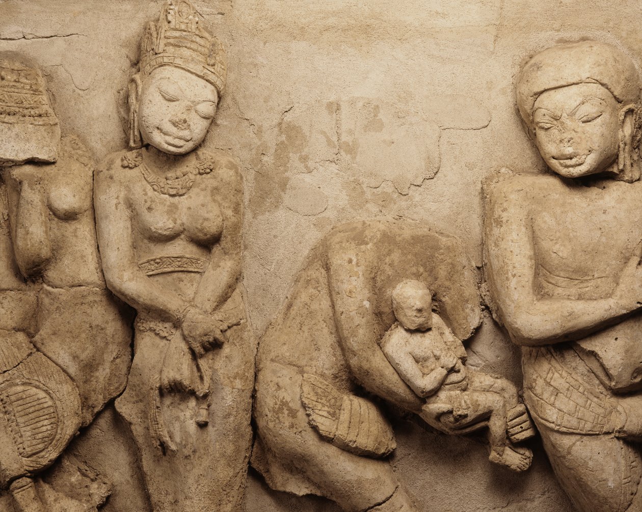 Relief, fra Chedi Chula Pathom, Dwaravati School (Stuk) af Thai School