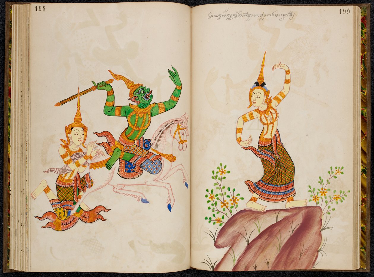 Scene fra den thailandske version af Vidhura-pandita Jataka. af Thai School