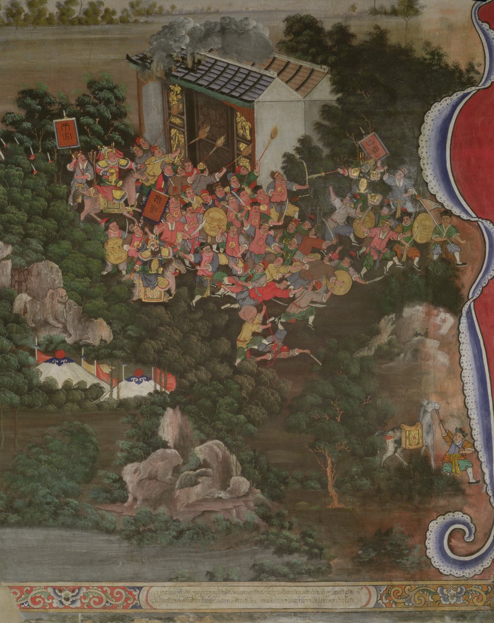 Scene med kinesisk indflydelse, Sala Geng, Wat Bowonniwet Vihara, Bangkok af Thai School