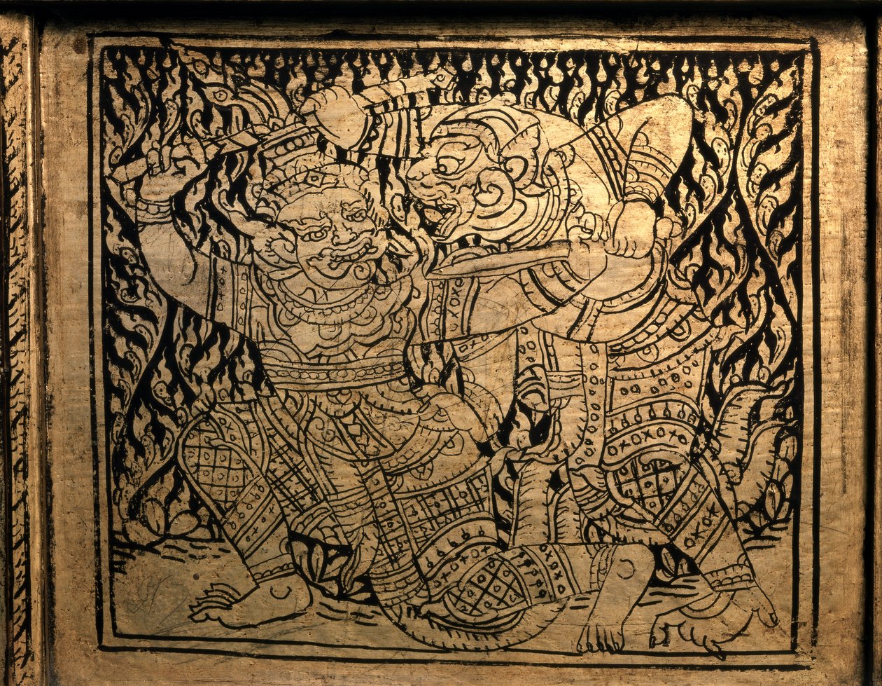 THAI KUNST: En episode i "Ramayana". Bogskab, Bangkok Style af Thai School
