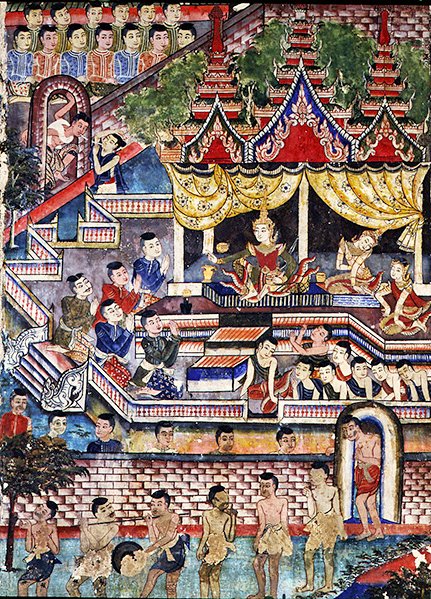 Wiharn Laikarn, episode fra Jataka Sang Thong (fresco) af Thai School