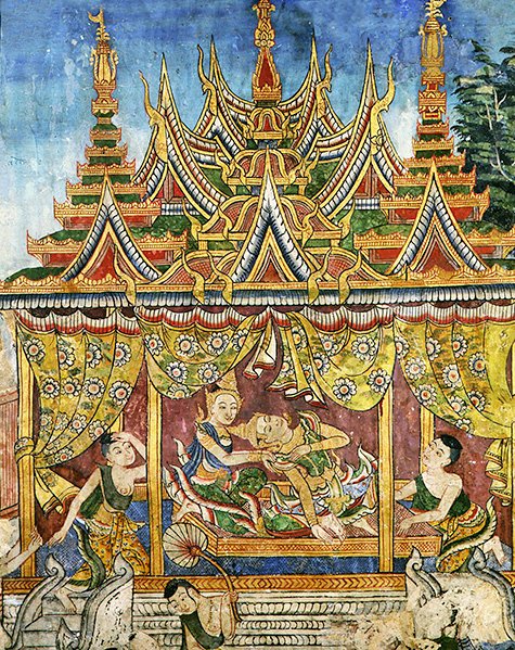 Wiharn Laikarn, episode fra Jataka Sang Thong (fresco) af Thai School