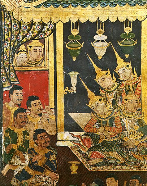 Wiharn Laikarn, episode fra Jataka Sang Thong (fresko) af Thai School