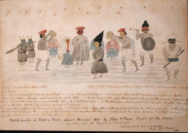 Skitse af Gurkha-livet ved Dehra Dun, ca. 1821 (akvarel på papir) af The Hon. Frederick Shore