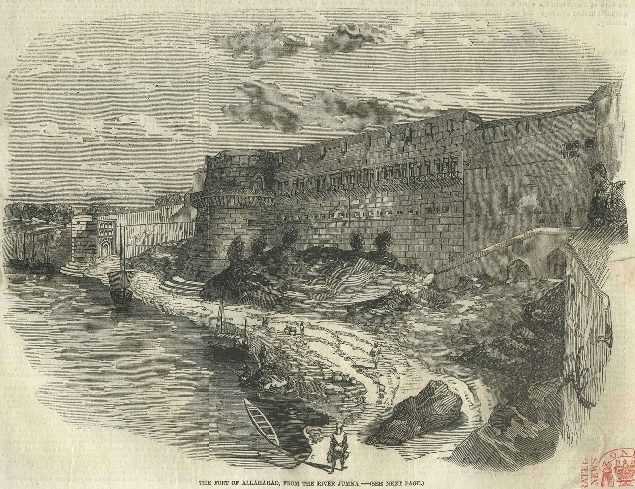 Fortet i Allahabad, set fra floden Jumna. af The Illustrated London News